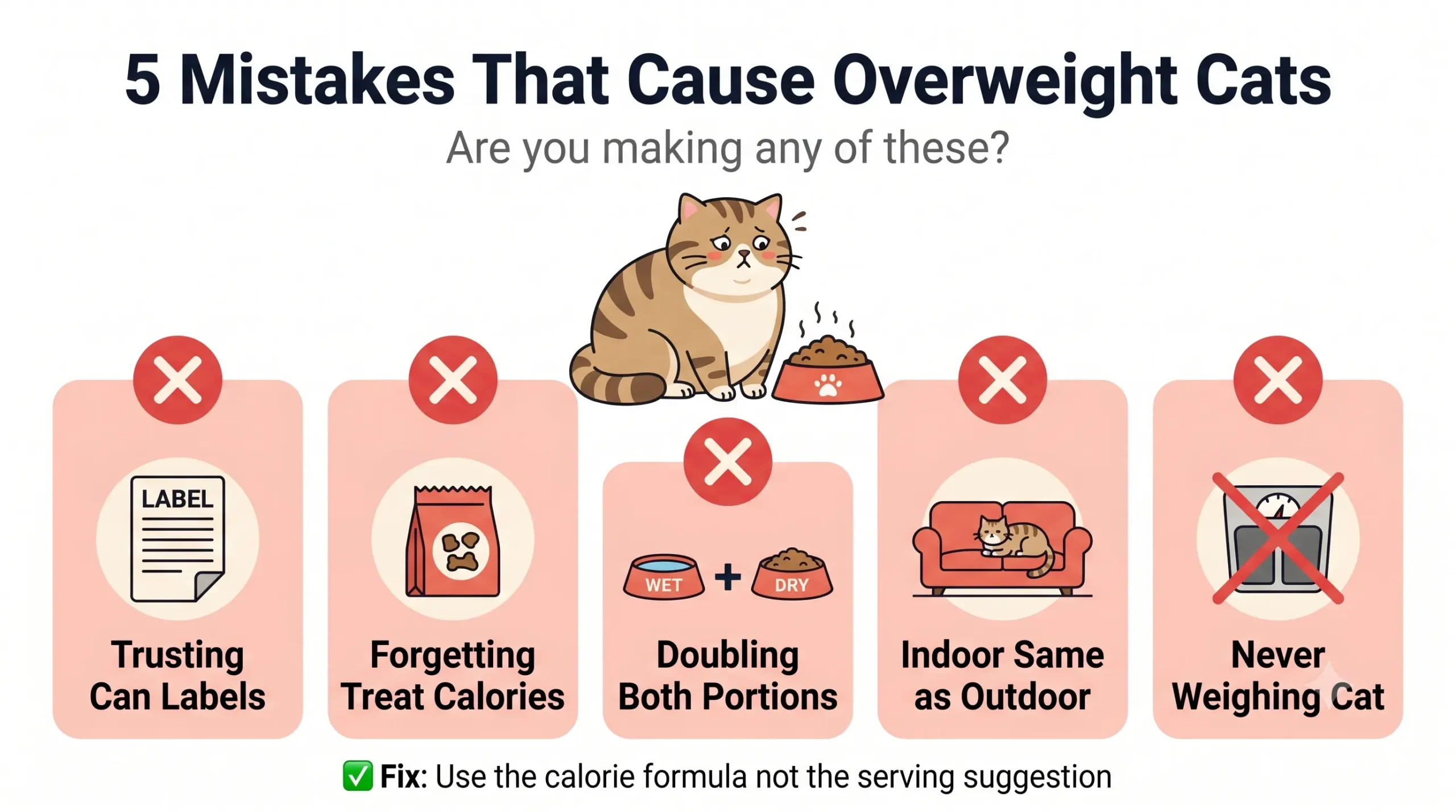 5 mistakes that cause overweight cats — how much wet food to feed a cat guide