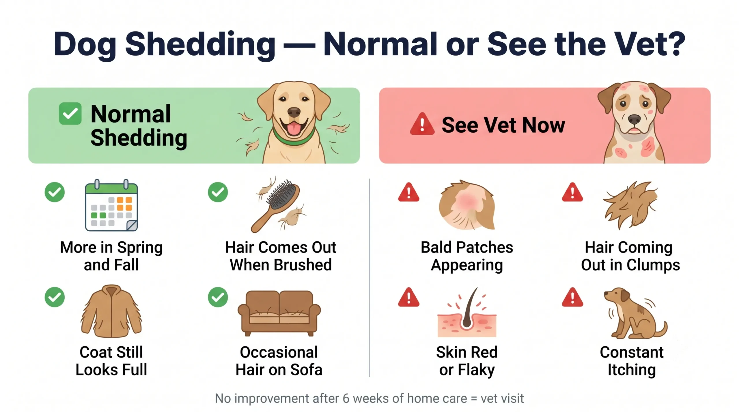 Dog shedding — normal vs see the vet infographic