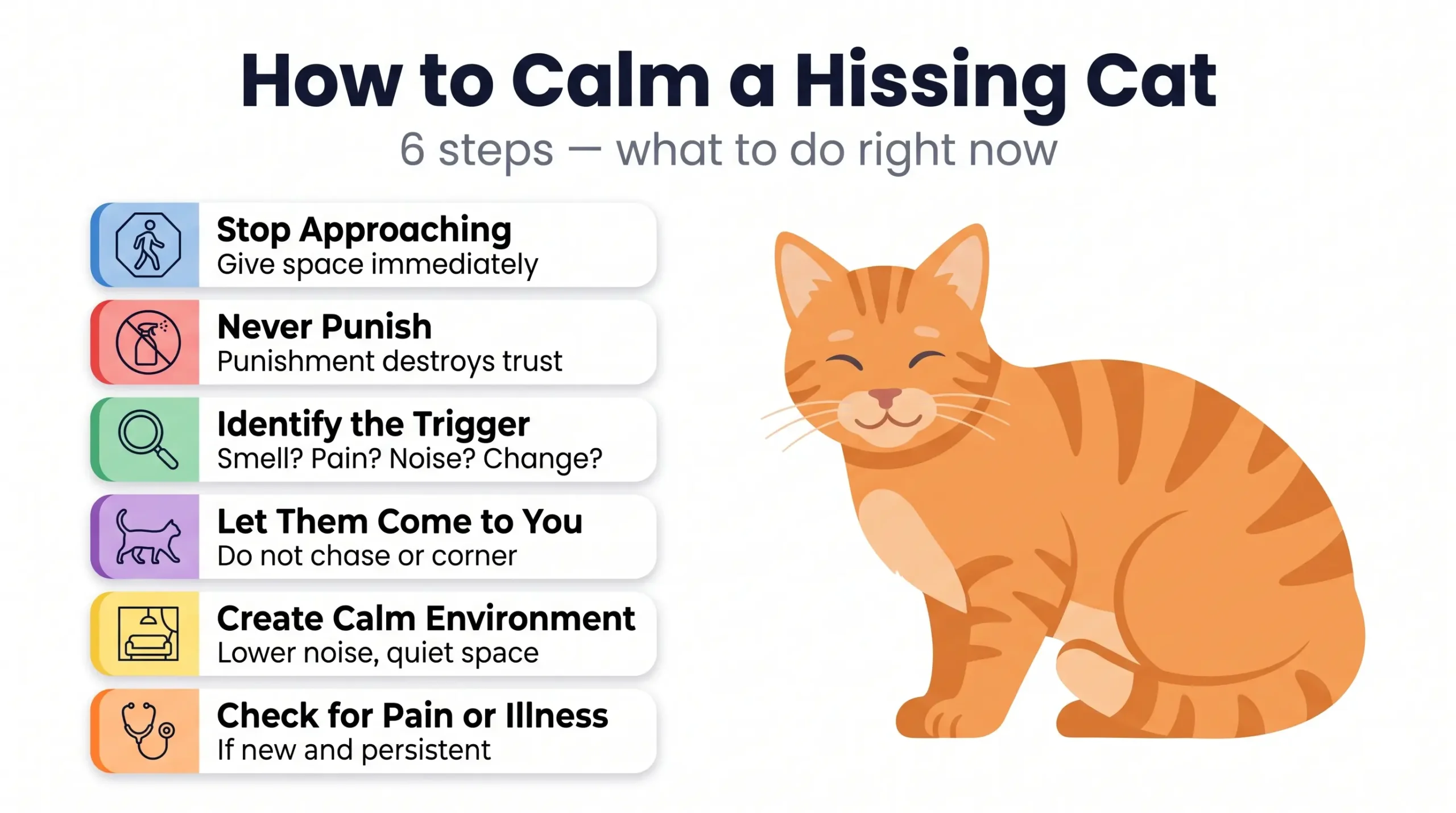 How to calm a hissing cat — step by step guide infographic