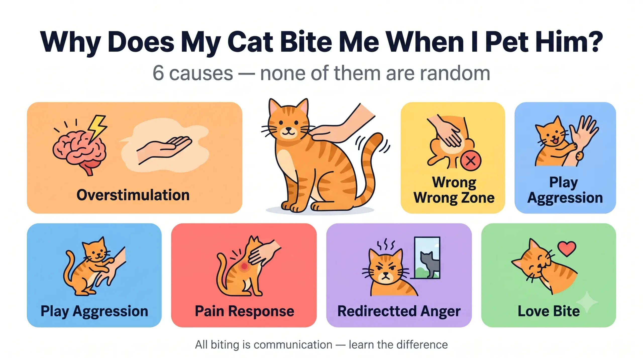 Why does my cat bite me when I pet him — illustrated causes guide