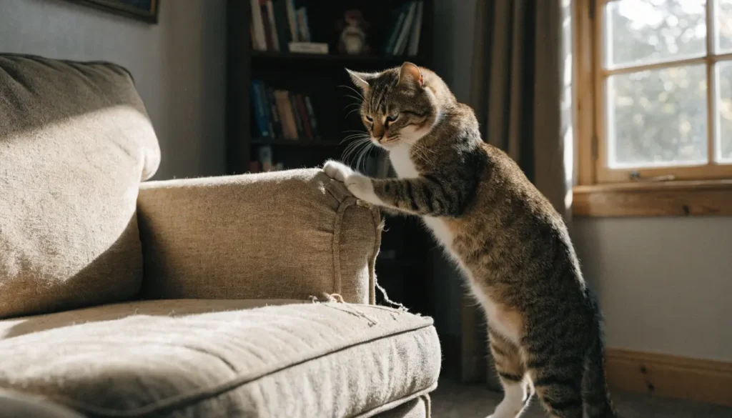 how to stop a cat from scratching furniture - cat scratching sofa