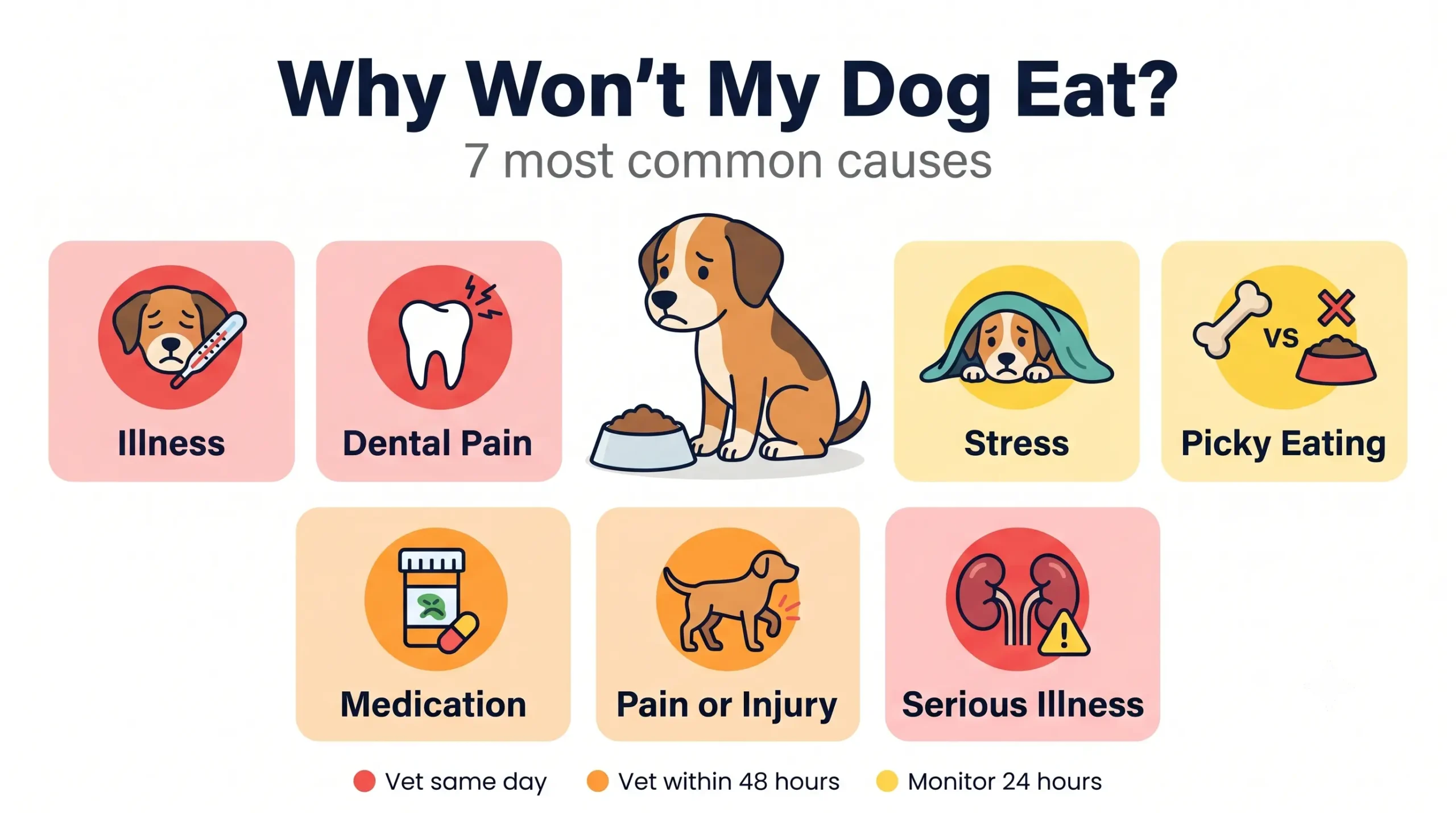 Why my dog won't eat — 7 most common causes of appetite loss in dogs illustrated