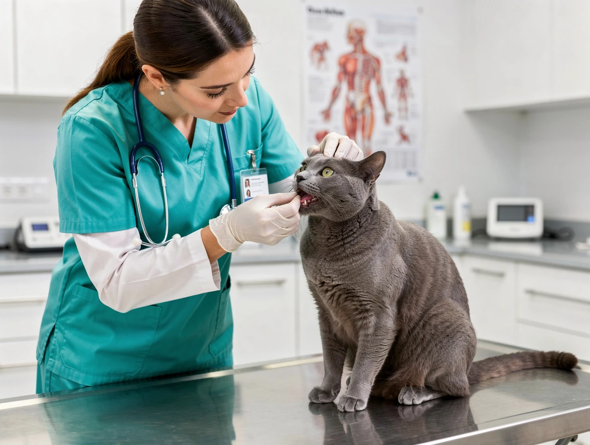 Veterinarian examining a calm cat in a modern clinic emphasizing the importance of timely vet care
