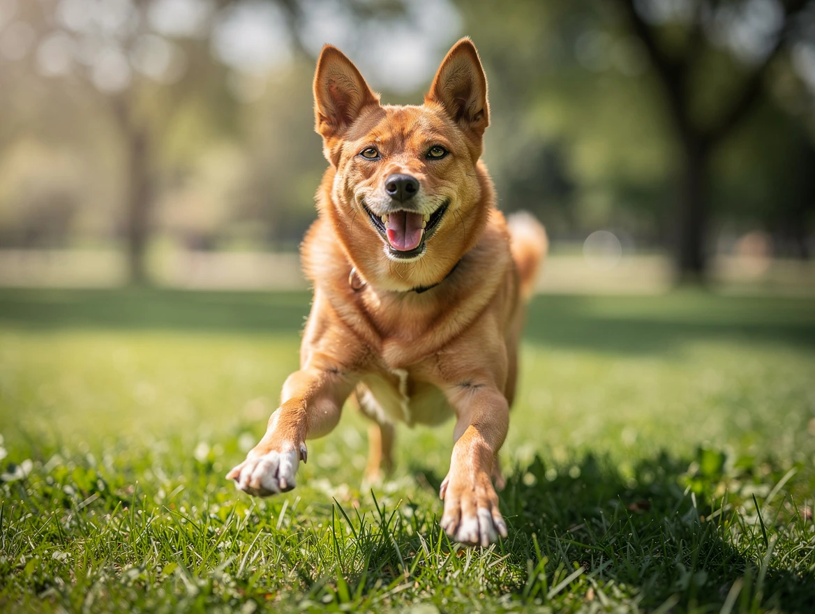 Various dogs walking and running on a smooth park path demonstrating normal gait and mobility
