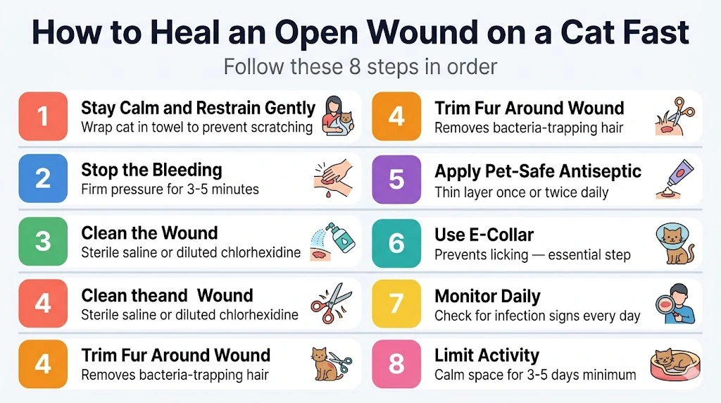 How to heal an open wound on a cat fast — illustrated title guide