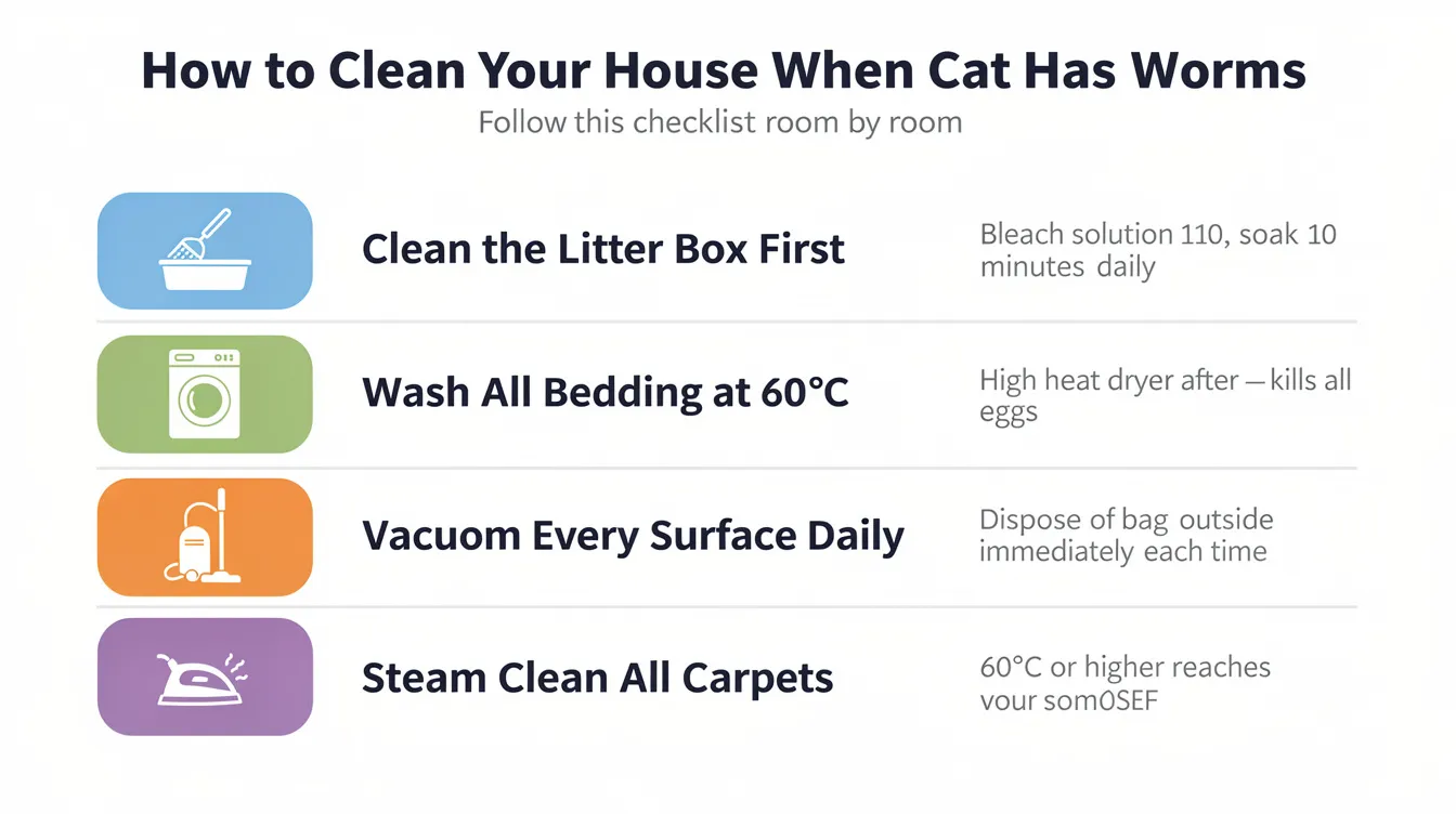 How to clean your house when cat has worms — complete guide
