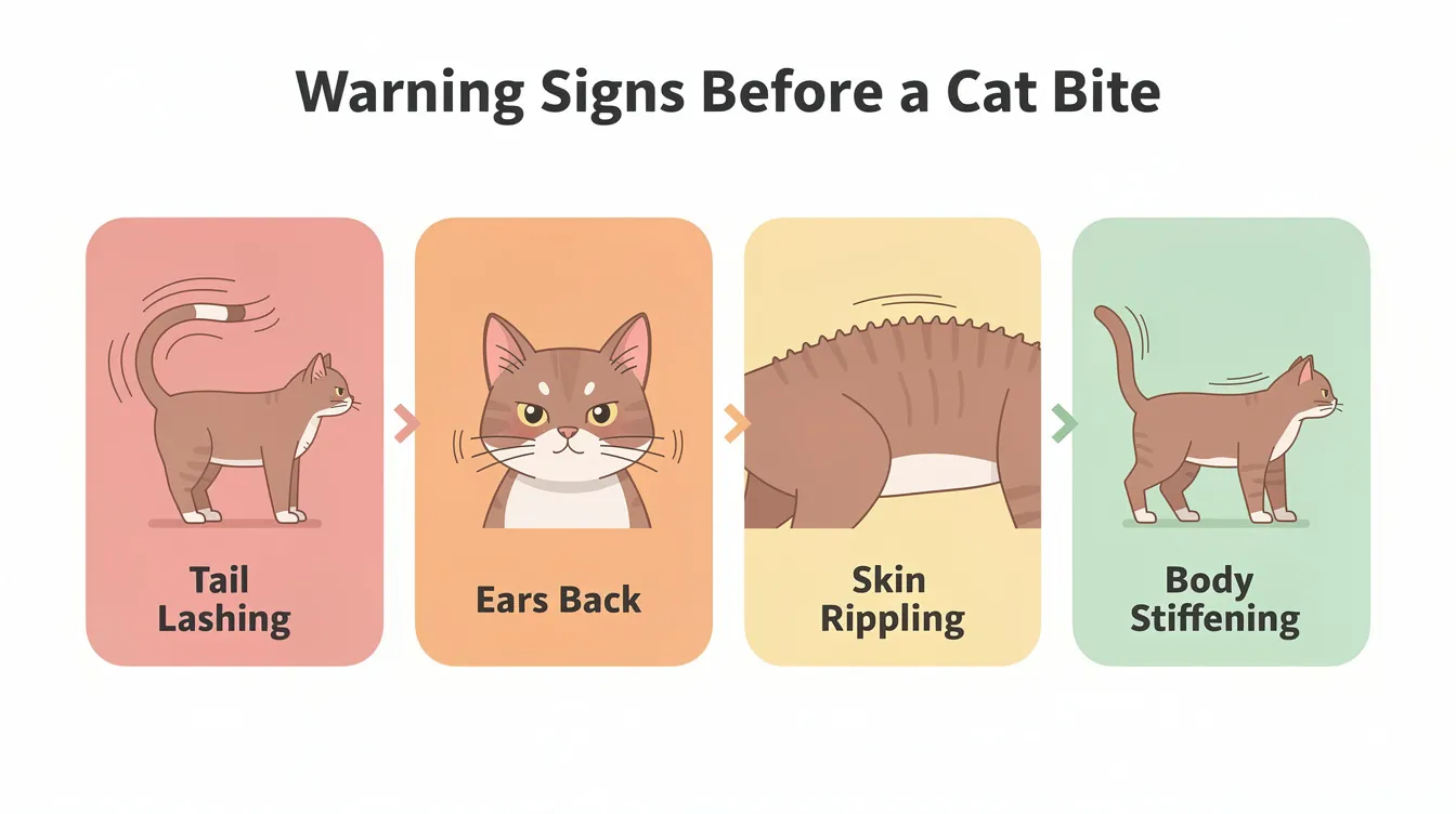 Why does my cat bite me gently — 7 reasons infographic showing love bites overstimulation play and grooming