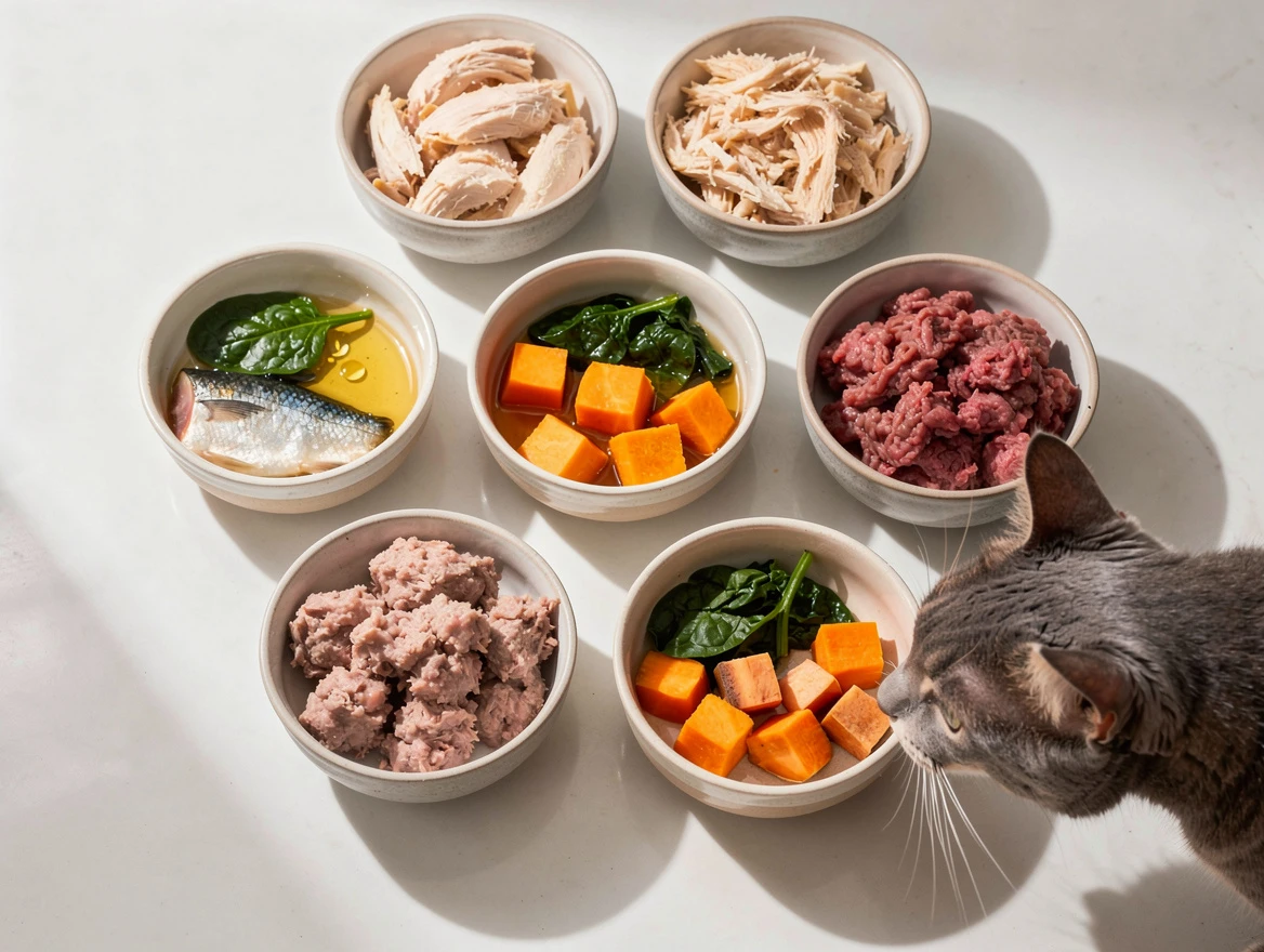 7 vet-approved home cooked cat food recipes in small bowls