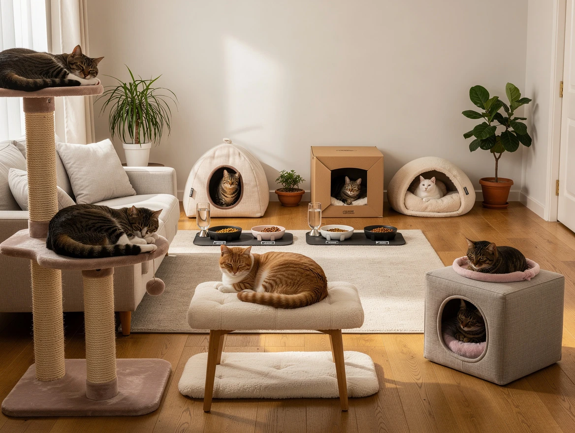 Multiple cats with personal space in home — managing territorial behavior and hissing