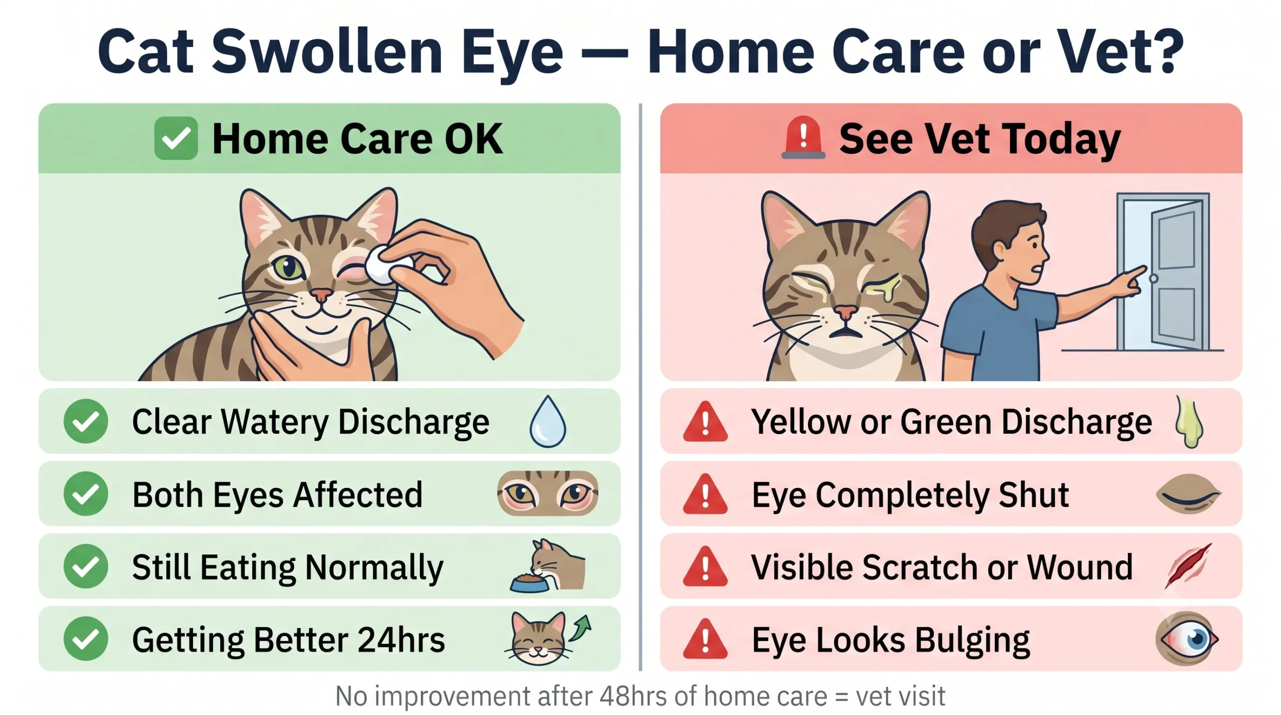 Cat swollen eye — home care or vet decision guide
