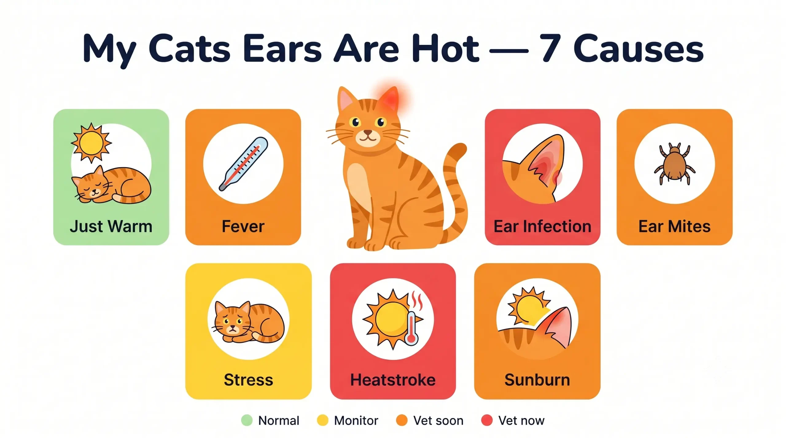 My cats ears are hot — 7 causes illustrated guide