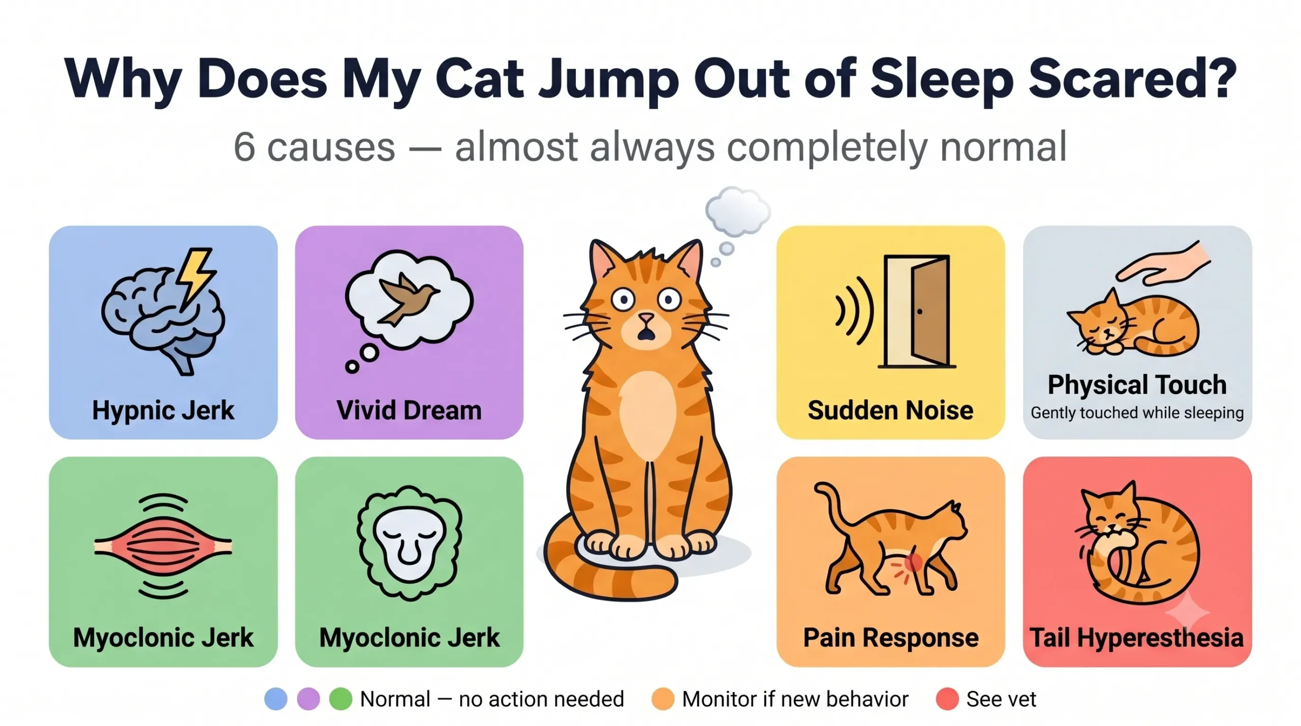 Why does my cat jump out of sleep scared — causes infographic