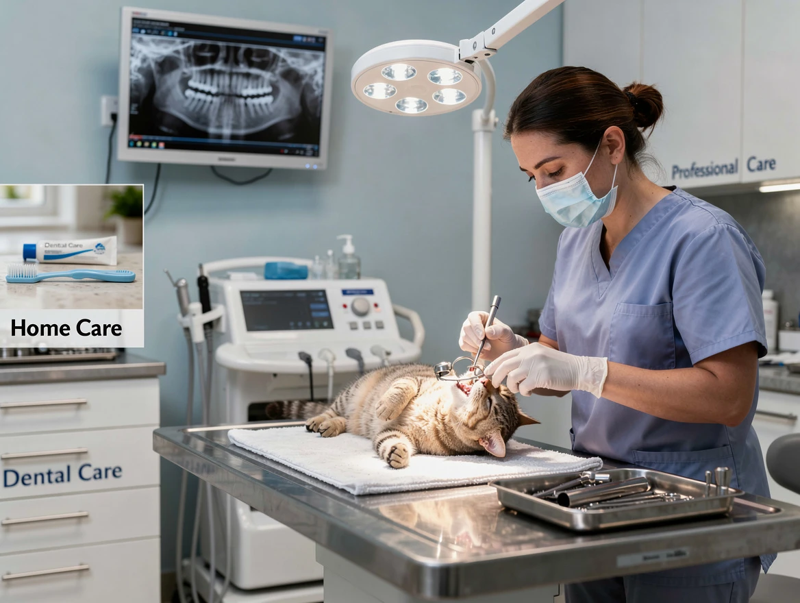 Veterinarian examining a cat's loose tooth — why is my cats tooth loose