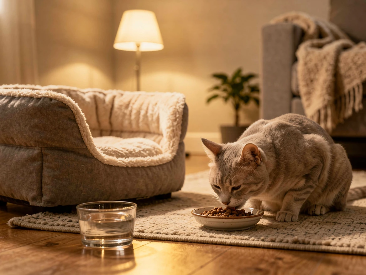 Calm home environment for a sick cat — what to do when cat is not eating or drinking