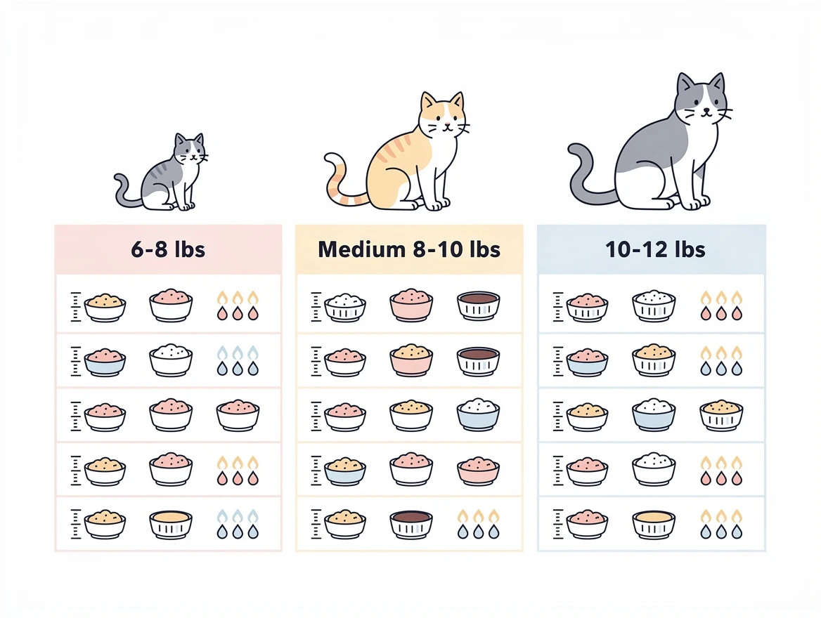 Wet food portions by weight chart — how much wet food to feed a cat by size