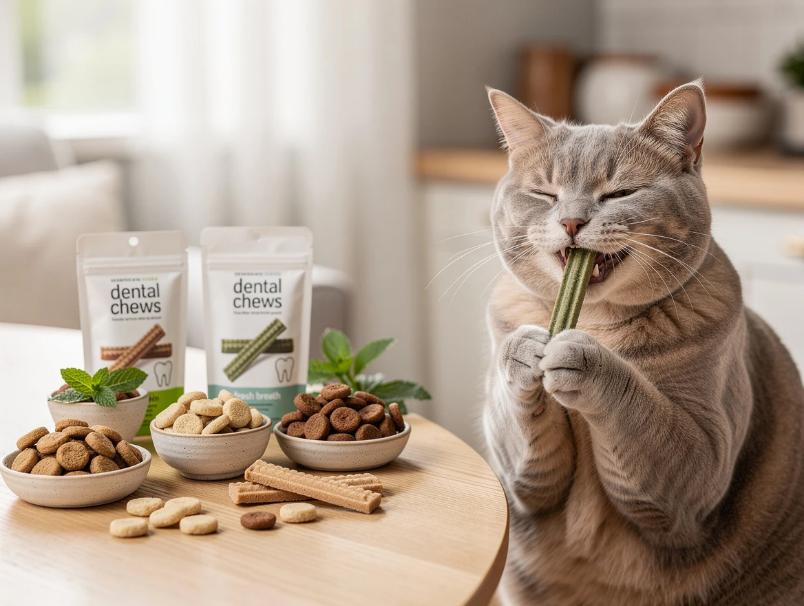 Happy healthy cat with clean teeth after dental care — fresh breath