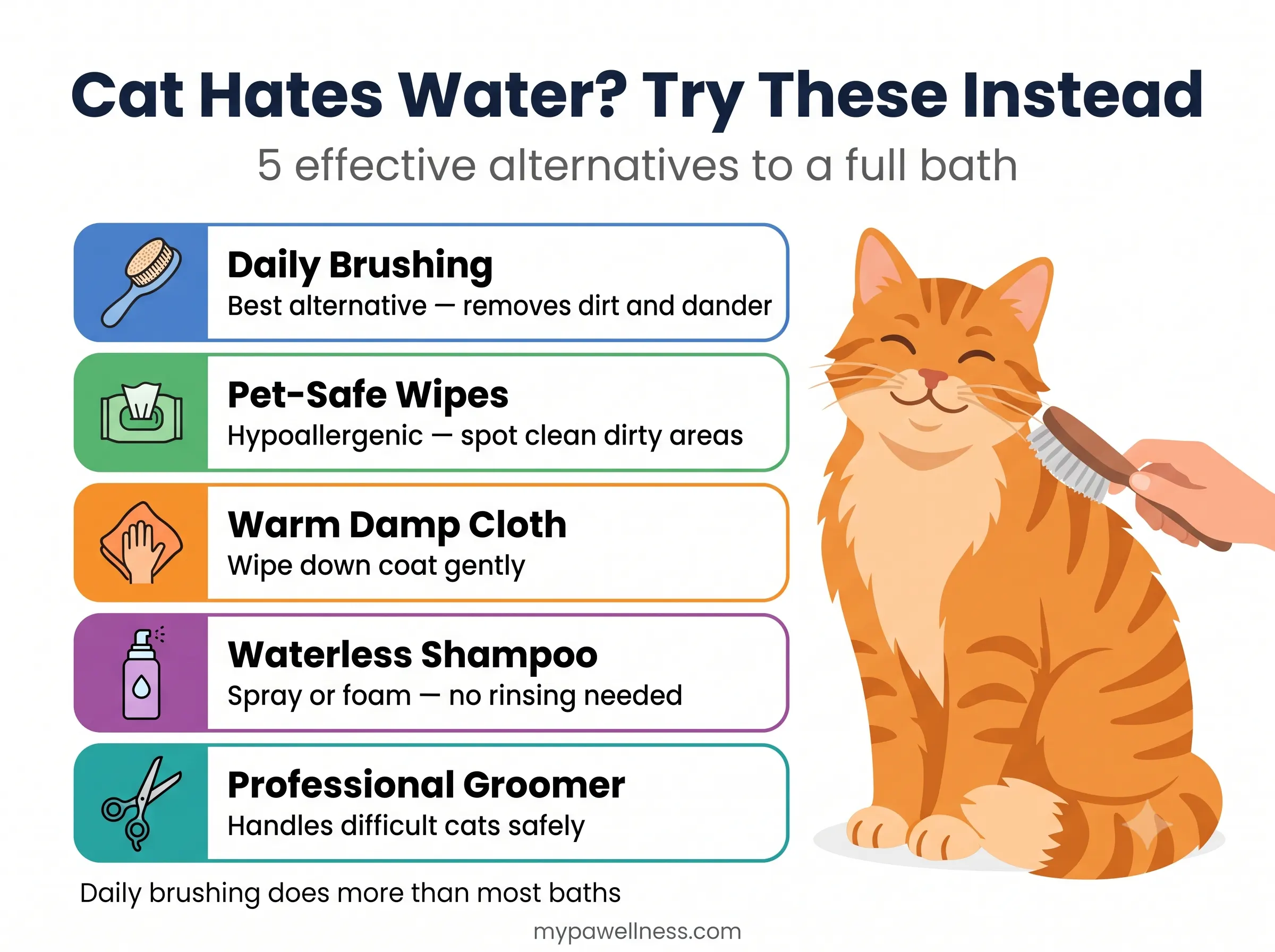 Cat hates water — bath alternatives for cats who hate baths