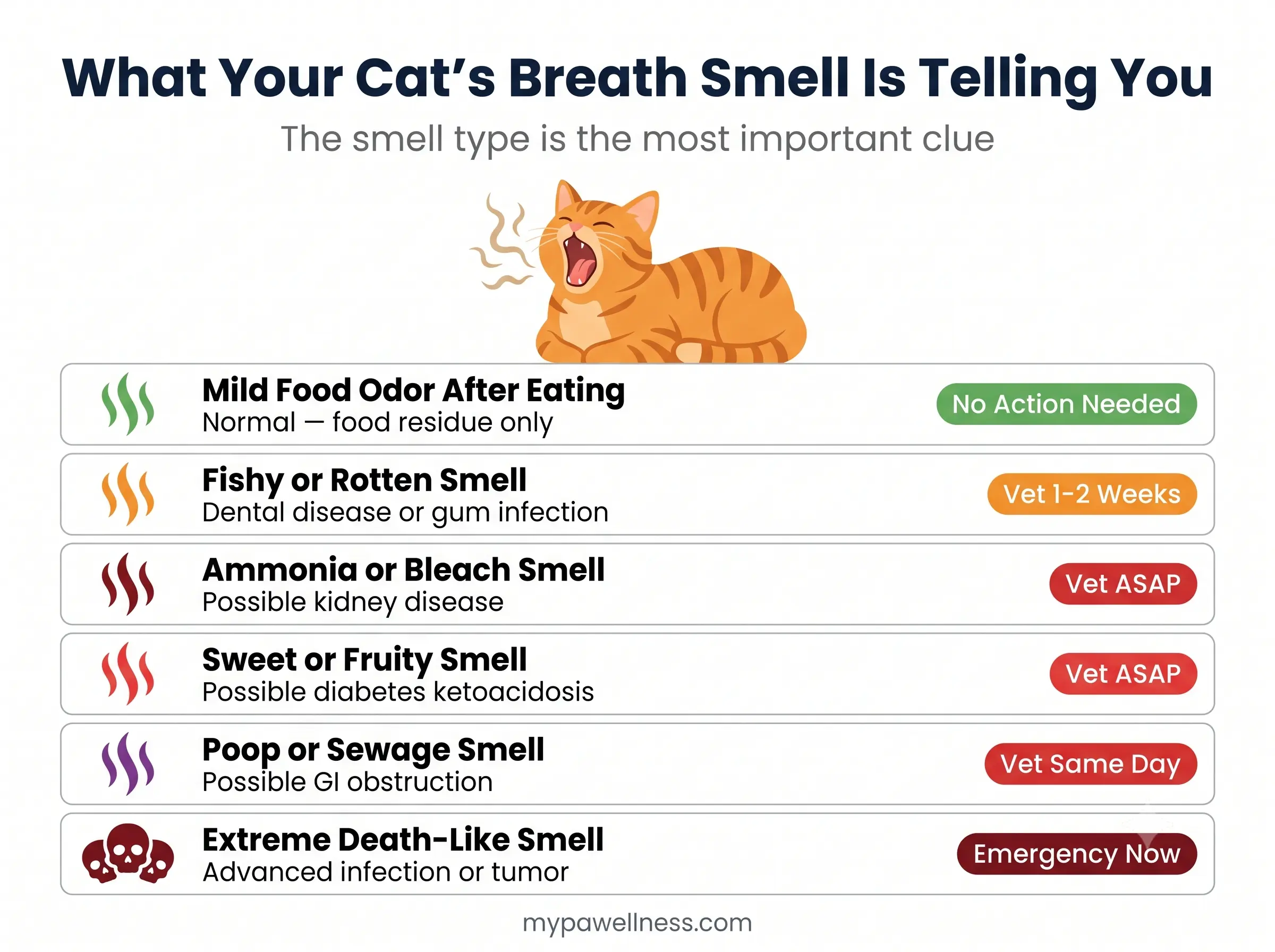 What your cat's breath smell is telling you — diagnostic guide infographic