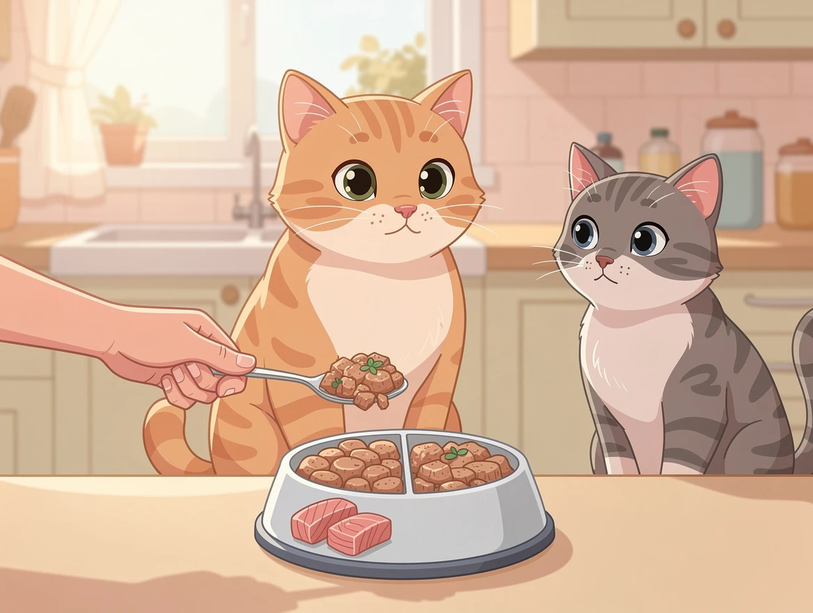 Measuring tablespoon of tuna for cat portion control - how much tuna can I give my cat