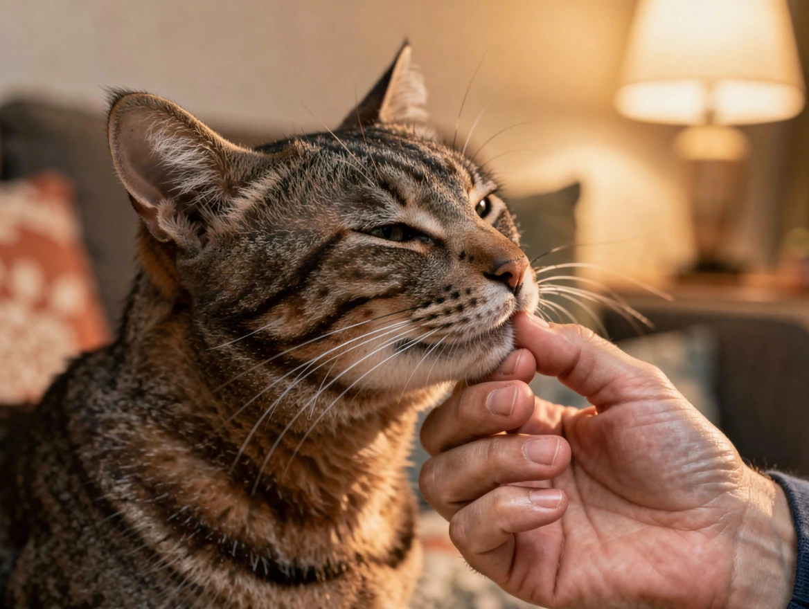 Owner and cat bonding moment — how to say I love you in cat language