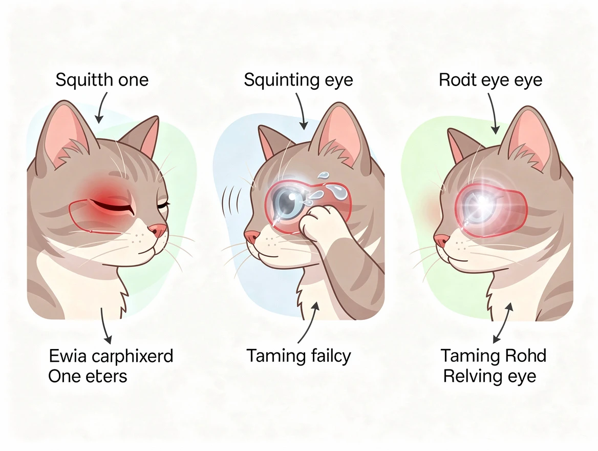 Illustrated guide showing common causes of cat squinting one eye