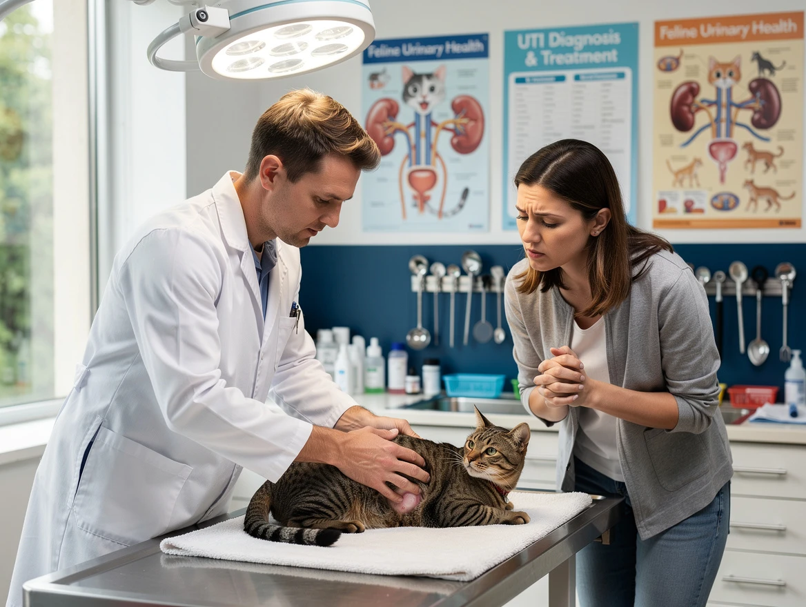 Happy cat using litter box normally after treatment - resolved urination issues