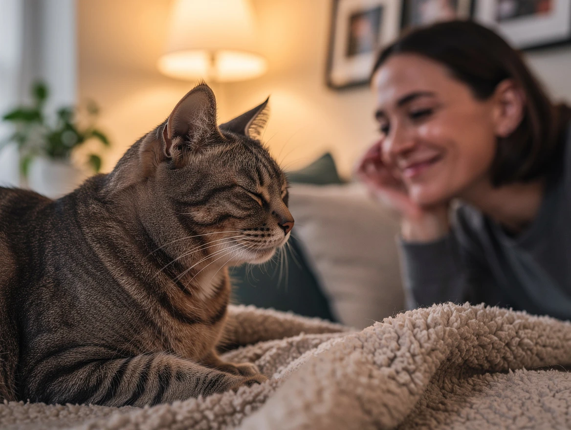 Cat slow blinking at owner — the clearest sign your cat loves you