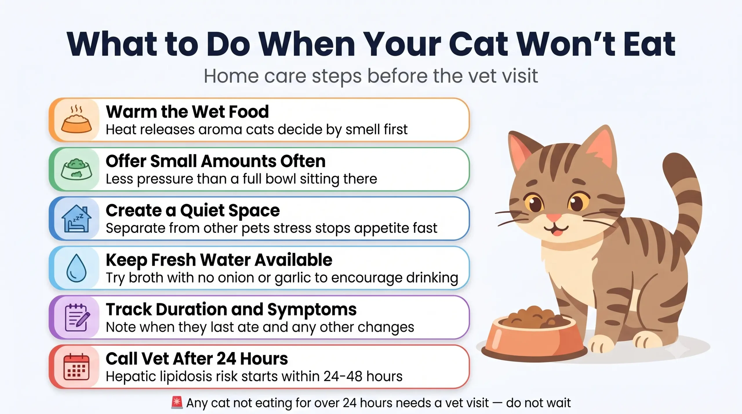 Home care steps for a cat that won't eat
