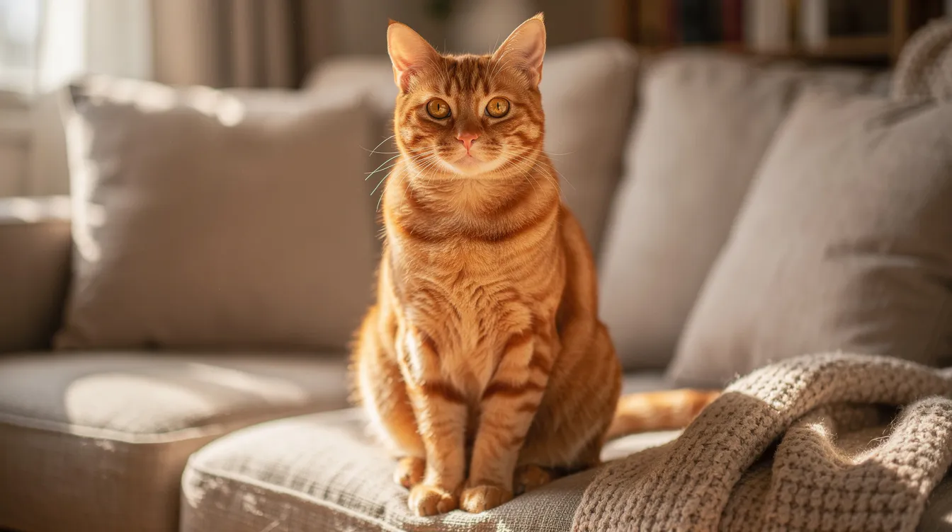 A bright-eyed, healthy cat sitting alert after recovering