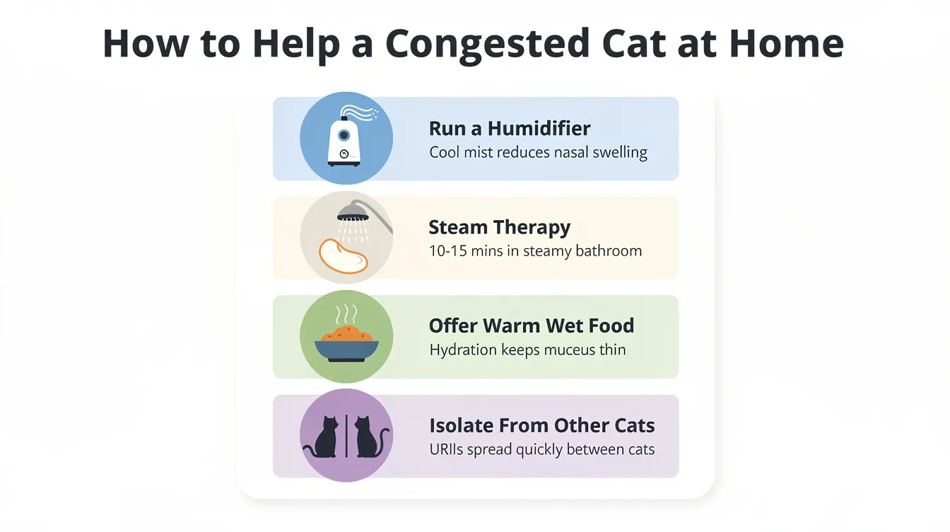 Healthy cat breathing normally after congestion treatment